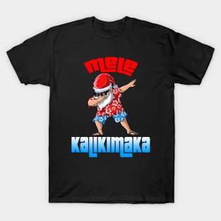 Mele Kalikimaka Christmas Santa Shaka Hawaii T-Shirt